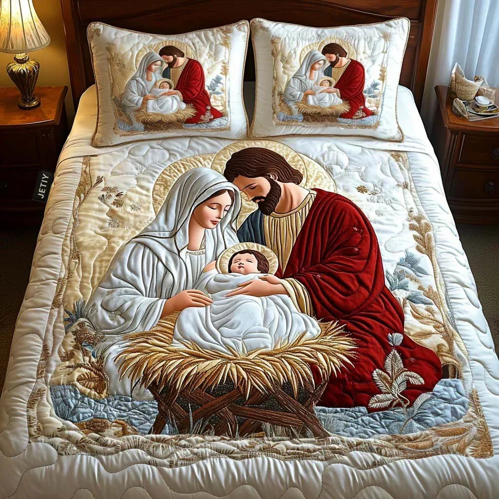 3-Piece Quilted Bedding Set – Santa's Magic