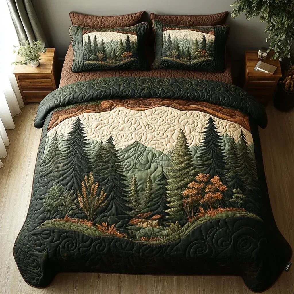 3-Piece Quilted Bedding Set – Woodland Walk