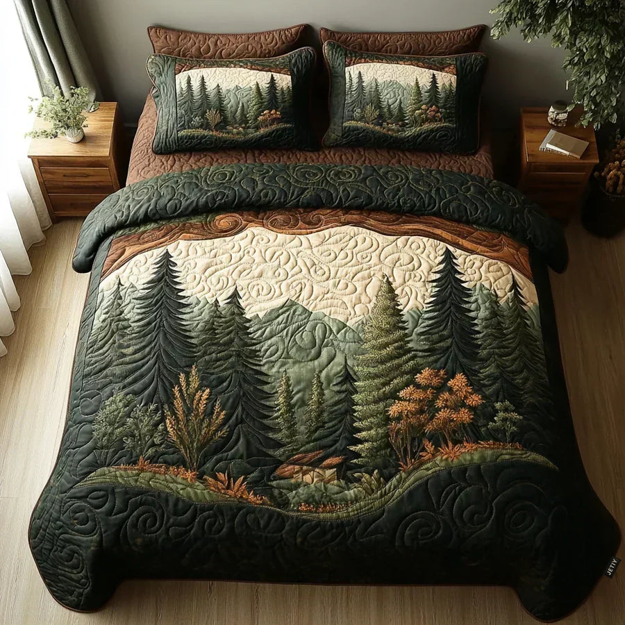 3-Piece Quilted Bedding Set – Woodland Walk