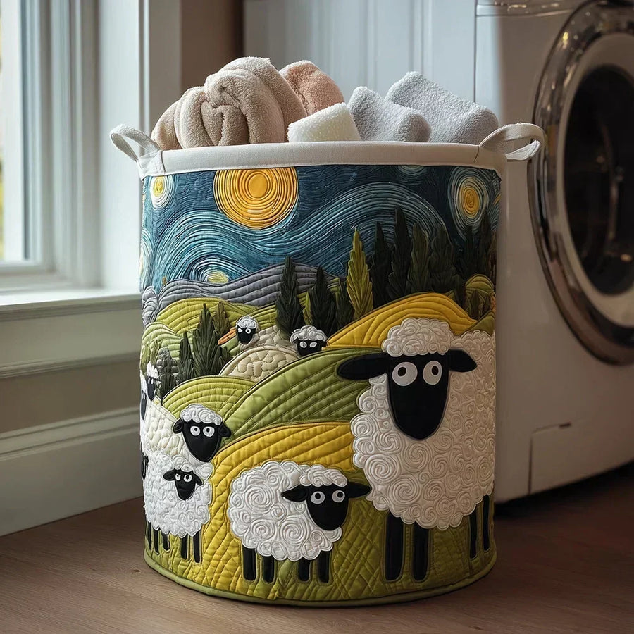 Maisie™ Starry Night Sheep Quilted Laundry Basket