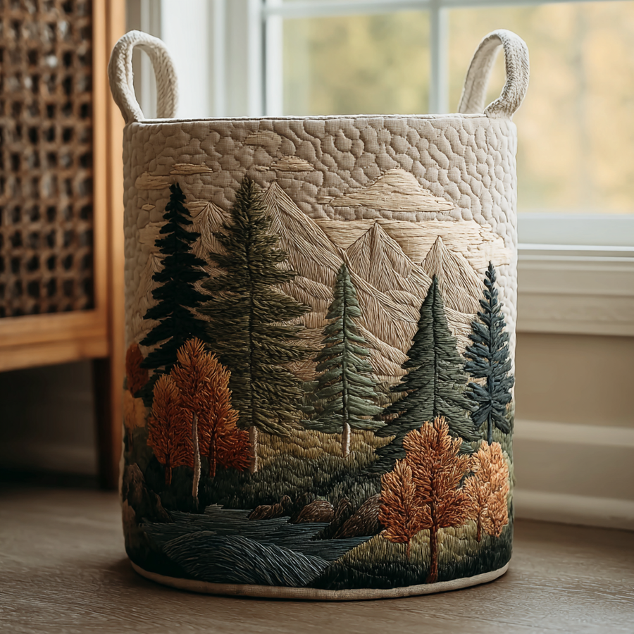 Brenda™ Pine Forest Quilted Laundry Basket