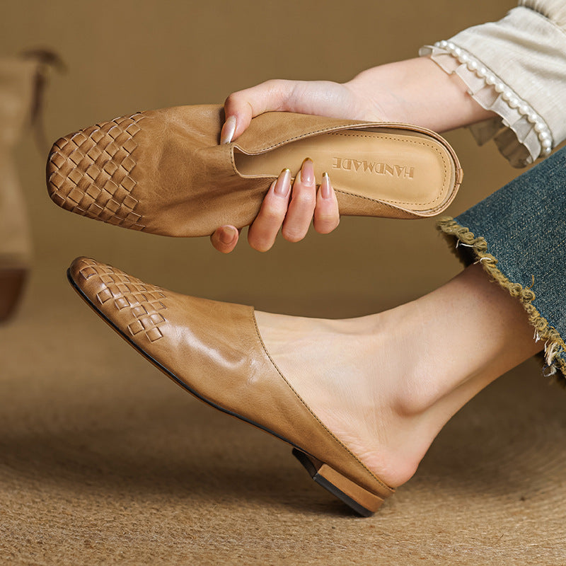 Dalvi | Woven Genuine Leather Mules