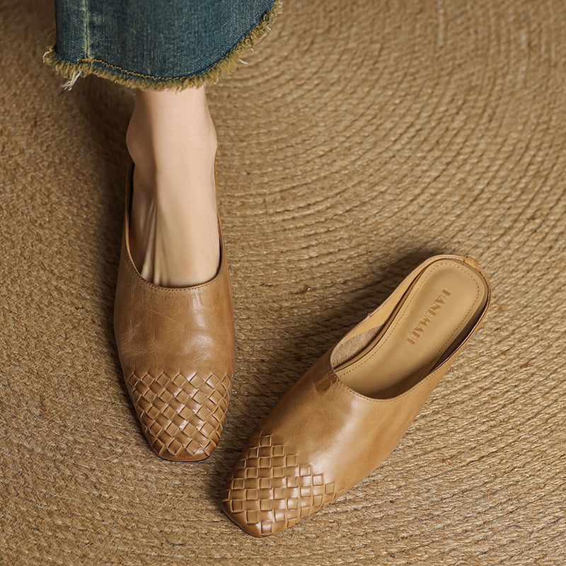 Dalvi | Woven Genuine Leather Mules