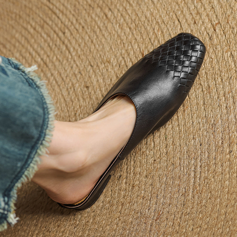 Dalvi | Woven Genuine Leather Mules