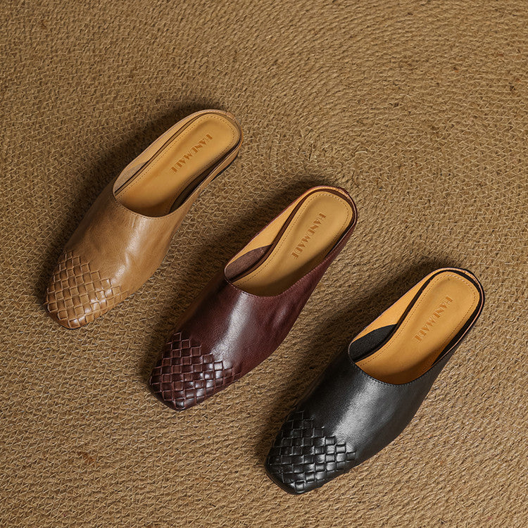 Dalvi | Woven Genuine Leather Mules