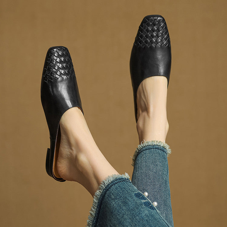 Dalvi | Woven Genuine Leather Mules