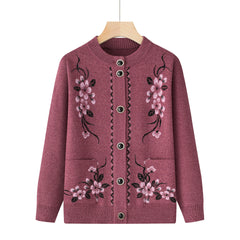 Marisol Embroidered Floral Button Cardigan - Blush Pink