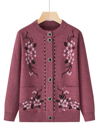 Marisol Embroidered Floral Button Cardigan - Blush Pink