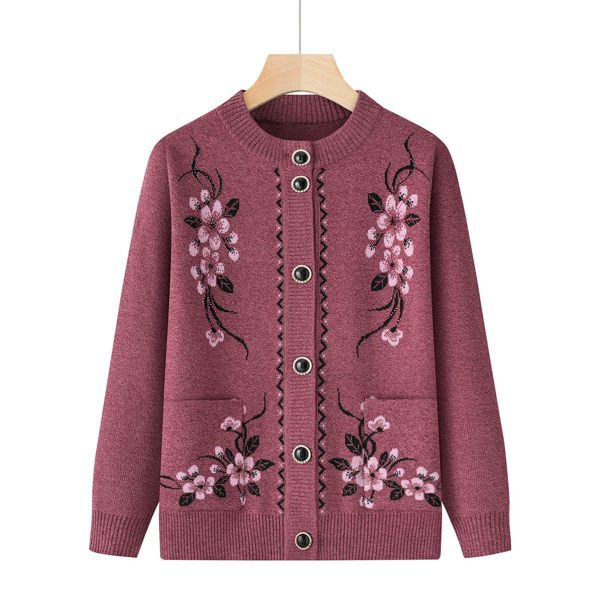 Marisol Embroidered Floral Button Cardigan - Blush Pink