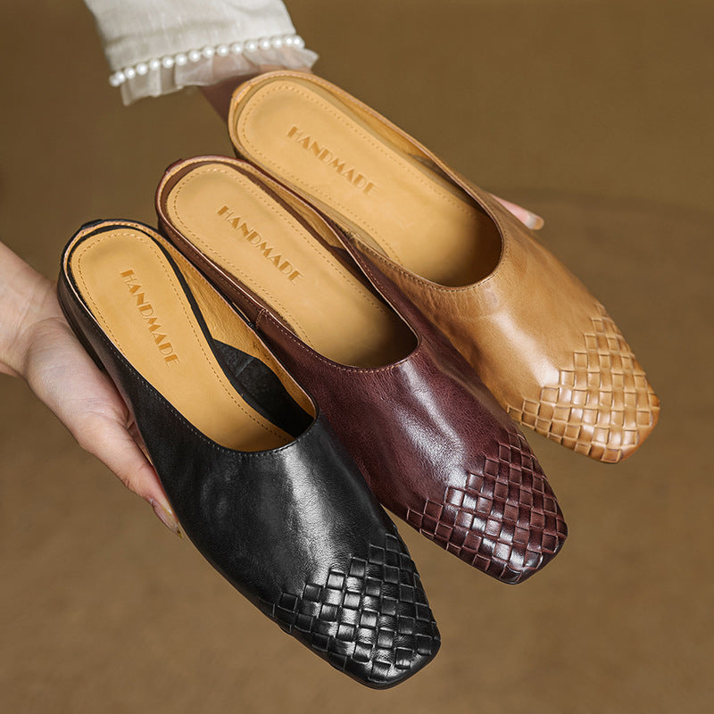 Dalvi | Woven Genuine Leather Mules