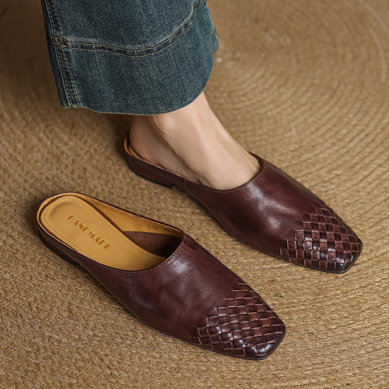 Dalvi | Woven Genuine Leather Mules