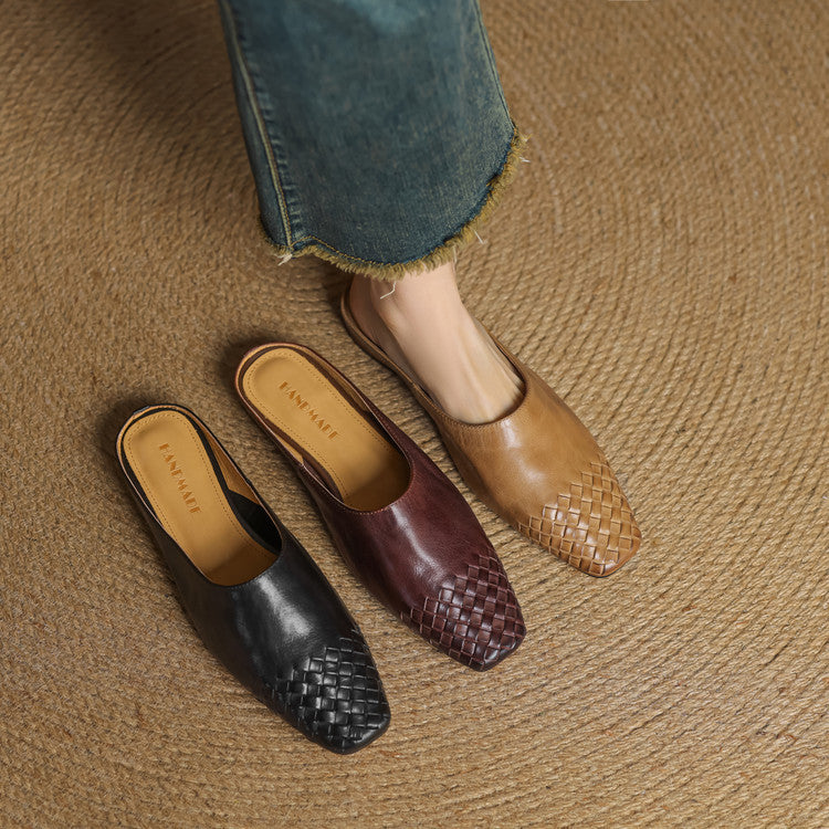 Dalvi | Woven Genuine Leather Mules