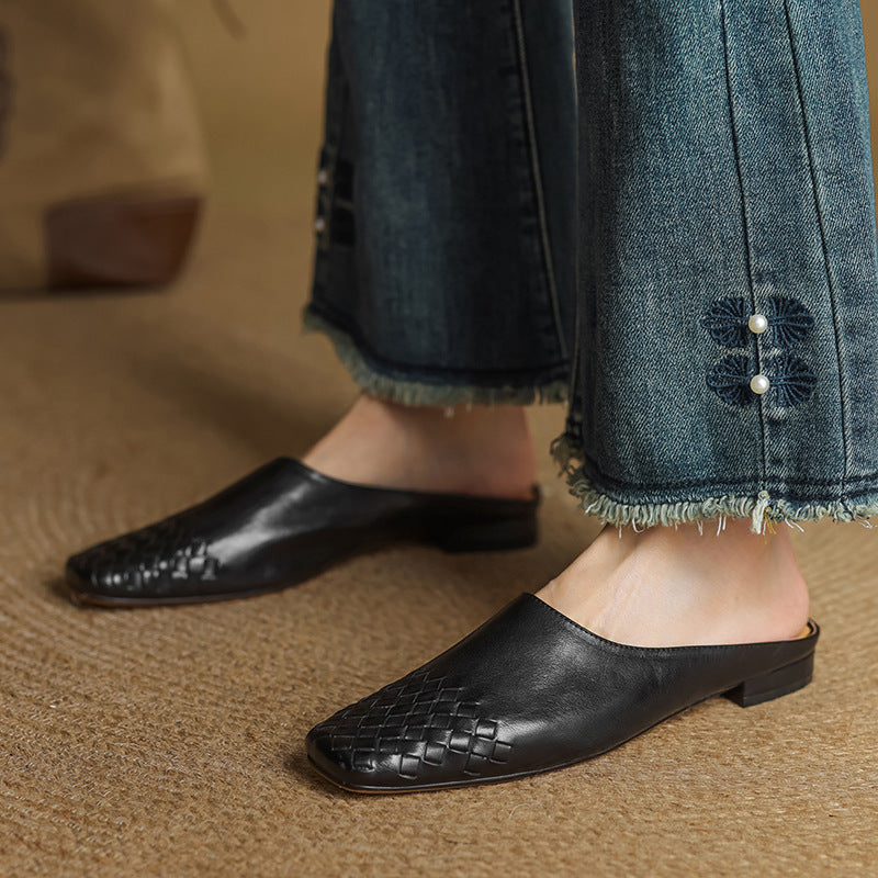 Dalvi | Woven Genuine Leather Mules