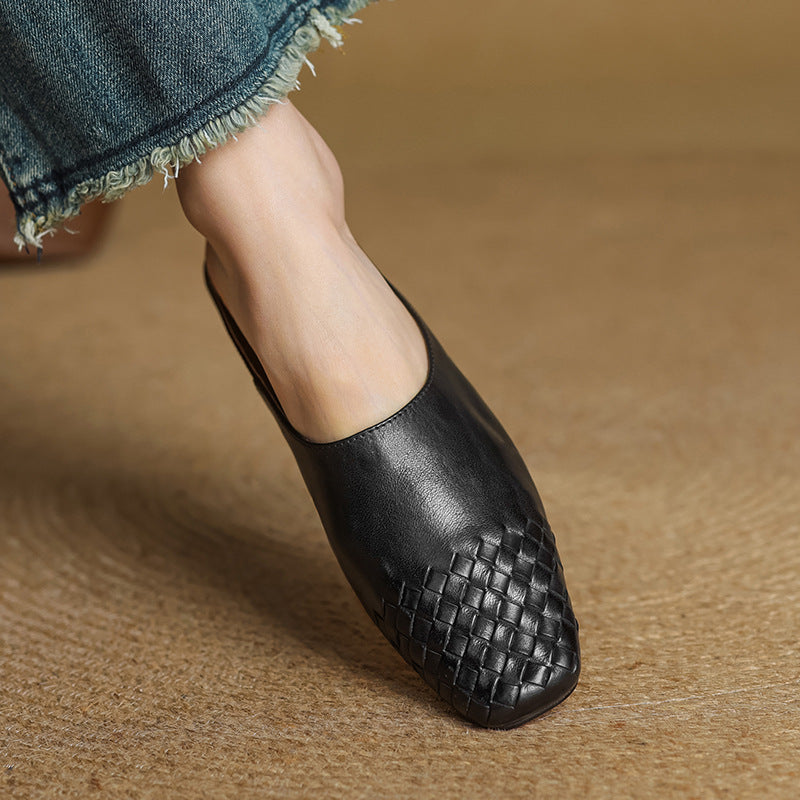 Dalvi | Woven Genuine Leather Mules