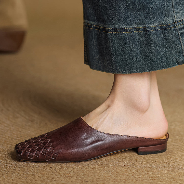 Dalvi | Woven Genuine Leather Mules