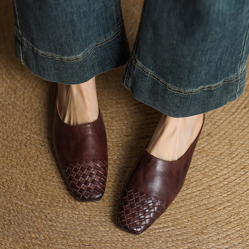 Dalvi | Woven Genuine Leather Mules