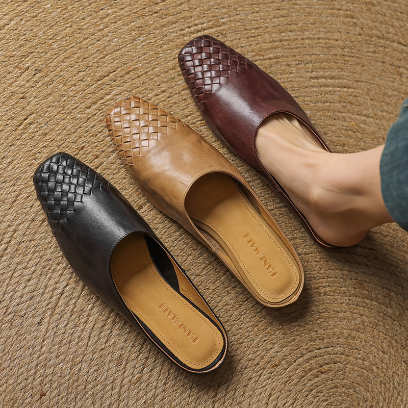 Dalvi | Woven Genuine Leather Mules