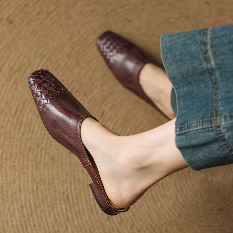 Dalvi | Woven Genuine Leather Mules