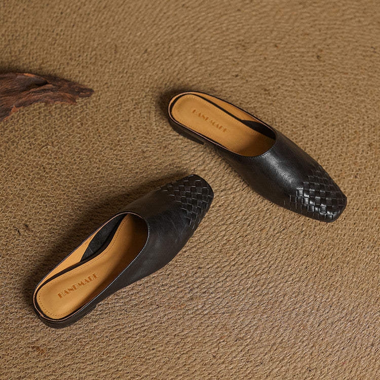 Dalvi | Woven Genuine Leather Mules