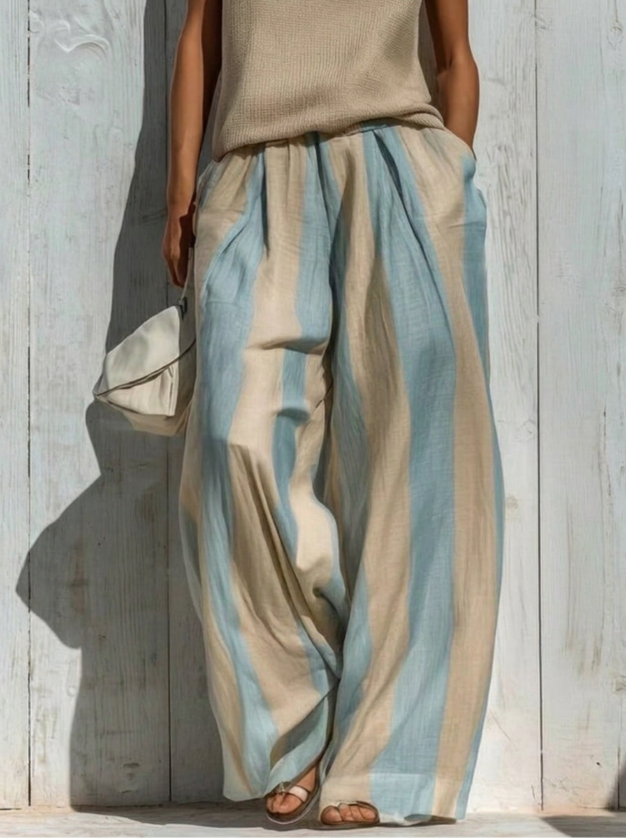 Sofía | Striped Knit Top & Palazzo Pants Set