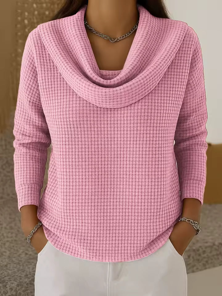 Waffle | Draped-Neck Sweater