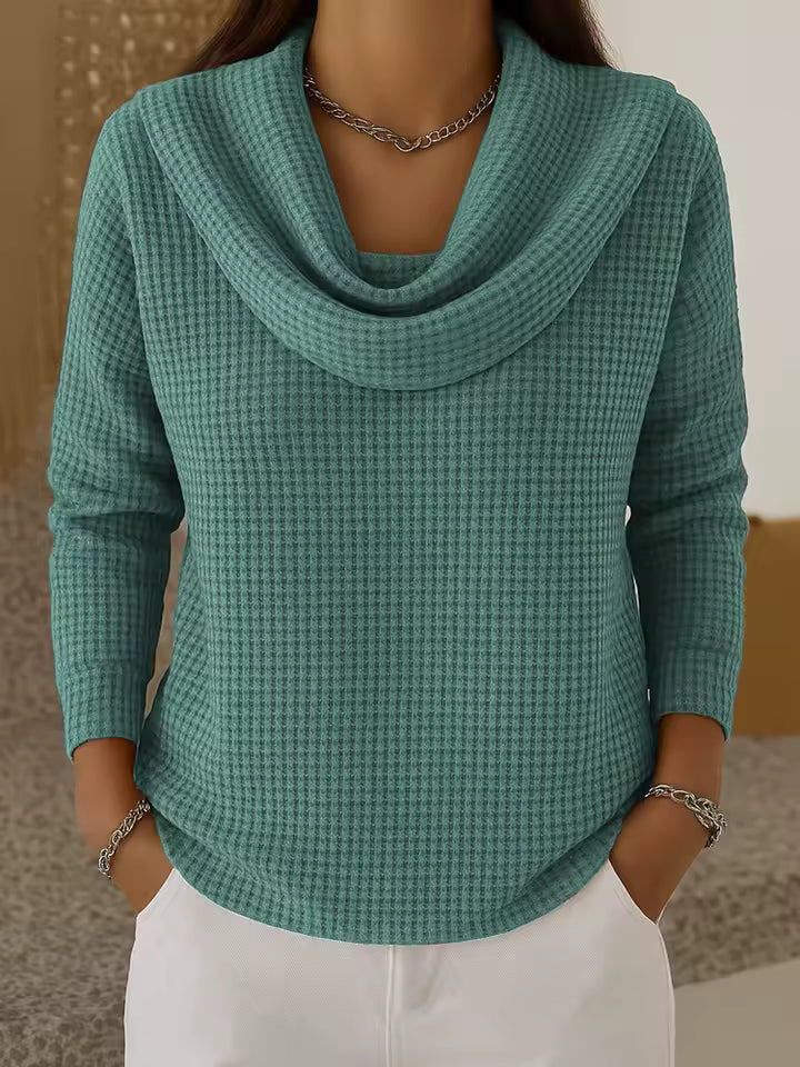 Waffle | Draped-Neck Sweater