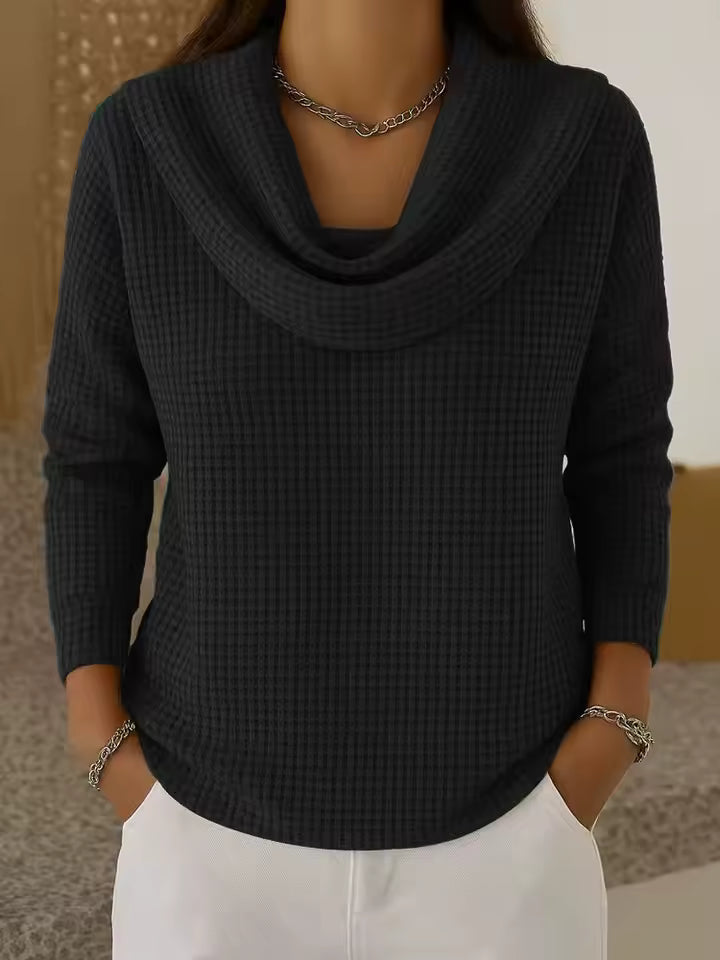 Waffle | Draped-Neck Sweater
