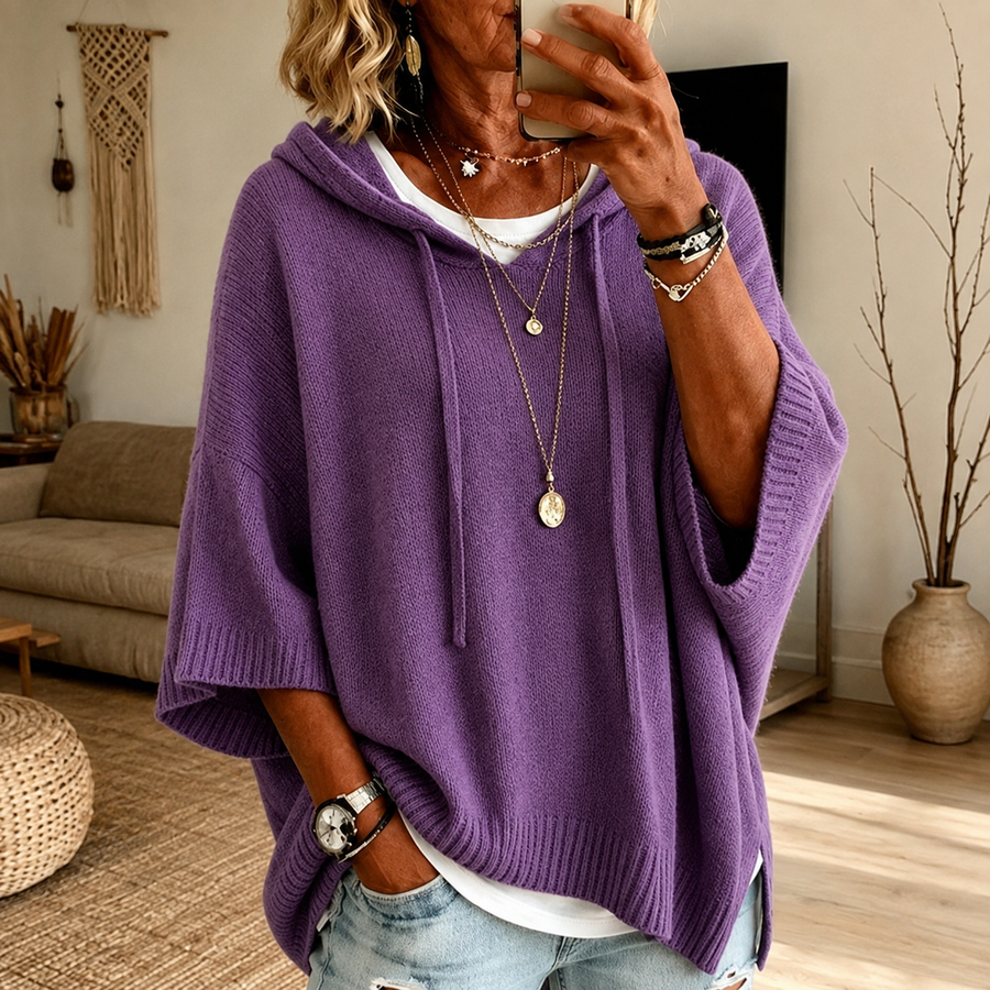 Elodie™ | Purple Poncho Sweater