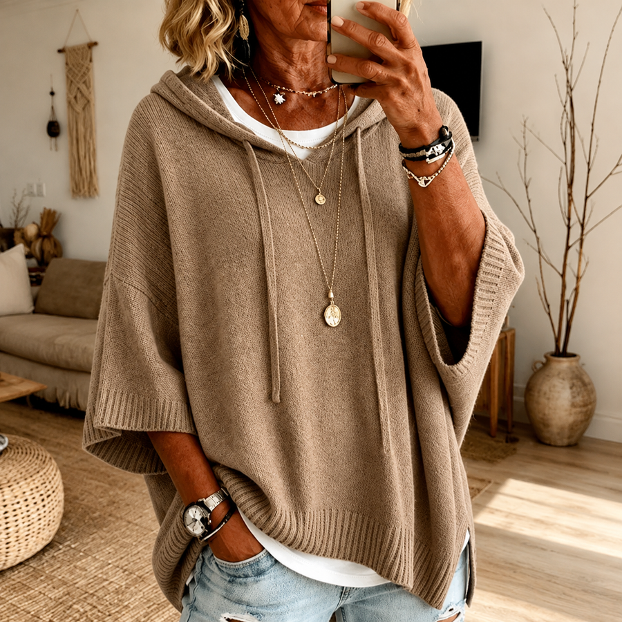 Manon™ | Taupe Poncho Sweater