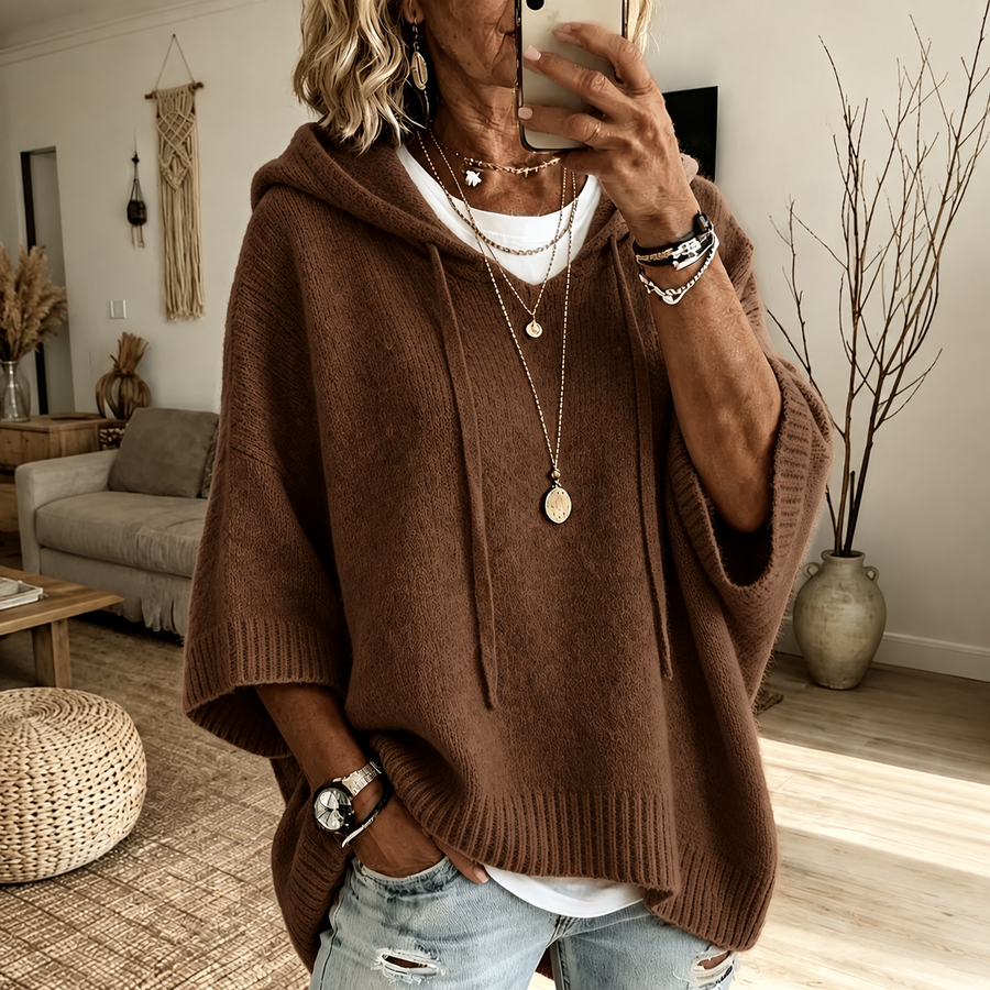 Louise™ | Brown Poncho Sweater