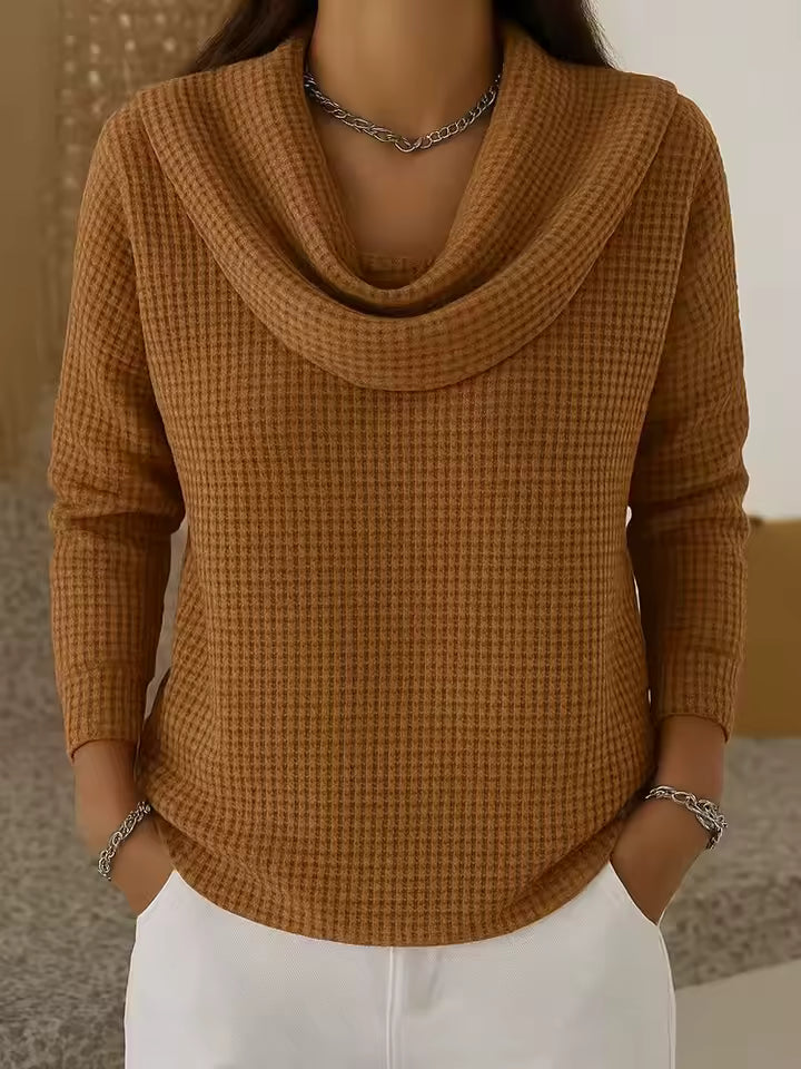 Waffle | Draped-Neck Sweater