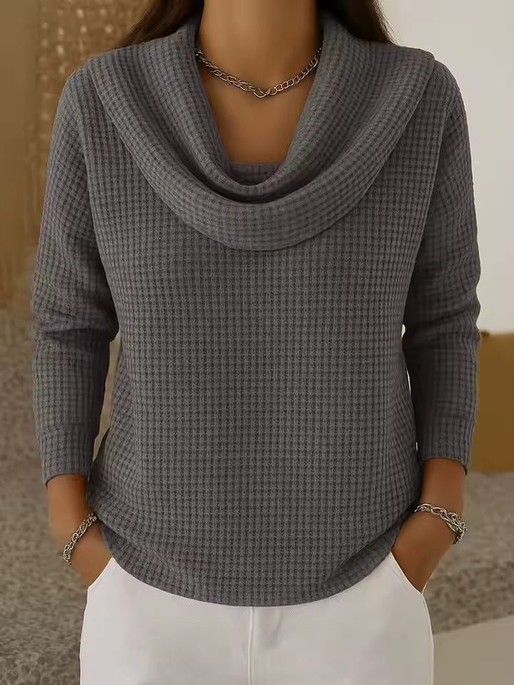 Waffle | Draped-Neck Sweater