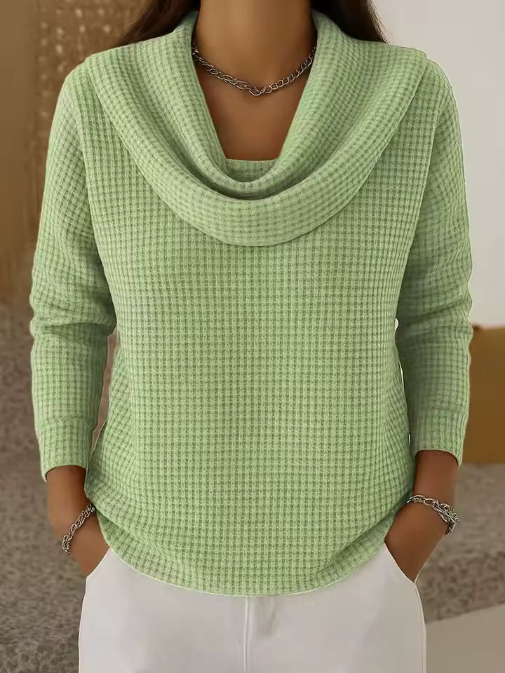 Waffle | Draped-Neck Sweater