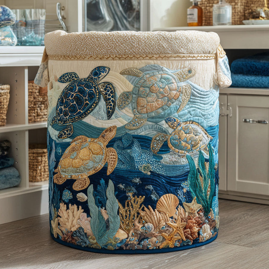 Sandra™ Sea Turtle Quilted Laundry Basket