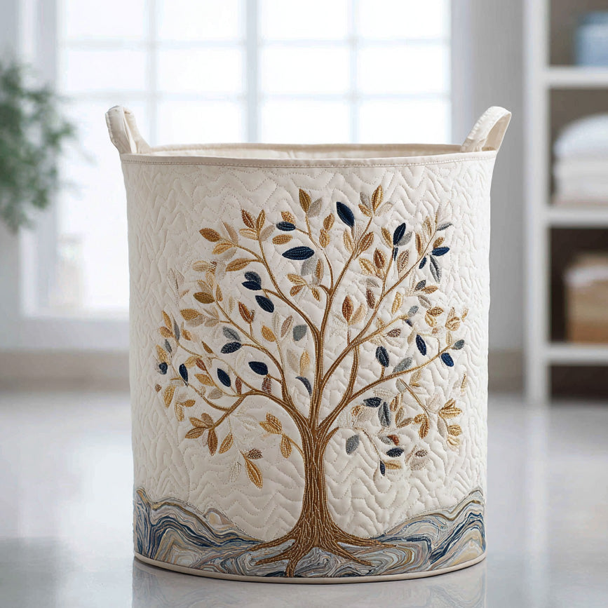 Nadia™ Golden Tree Quilted Laundry Basket