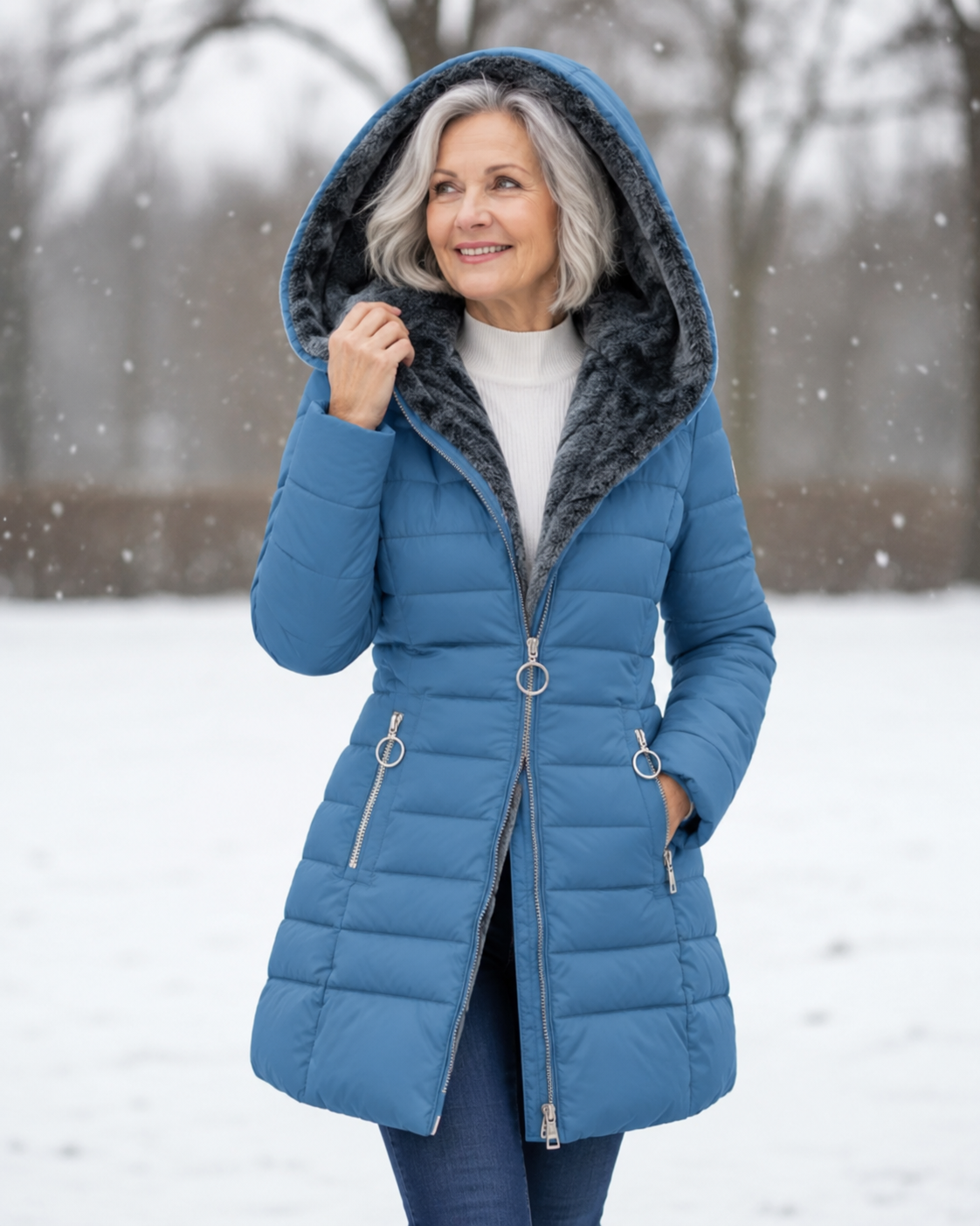 Marga | Warm Quilted Winter Coat with Hood