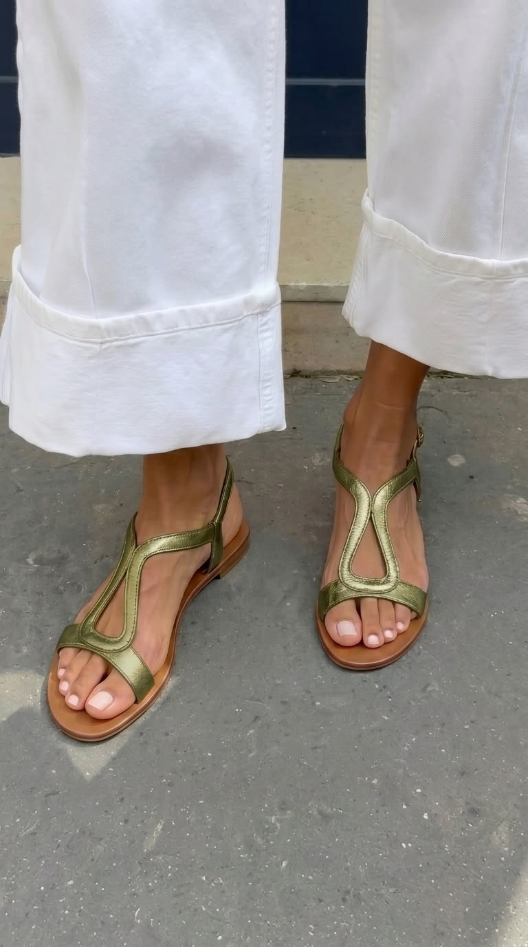 Rosia - Gold Metallic Cut-Out Slingback Casual Sandals