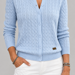 Tilde cable-knit button cardigan, detail view
