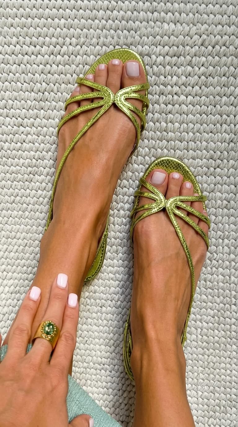 Donia - Metallic Snake-Effect Strappy Sandals