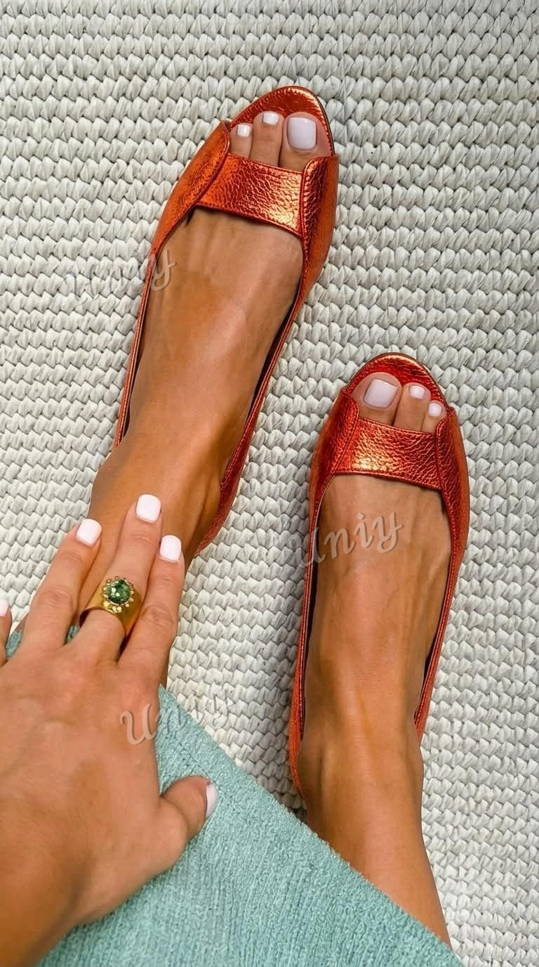 Olivia - Chic Metallic Open-Toe Flats