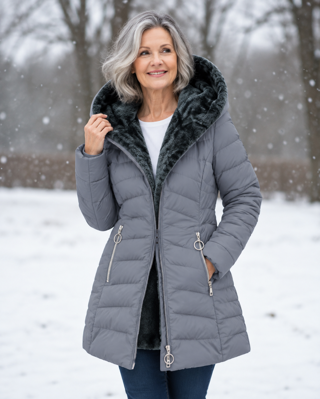 Marga | Warm Quilted Winter Coat with Hood