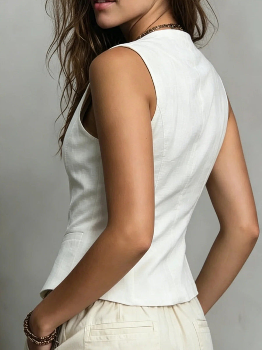 Minnie | Fitted Linen Vest