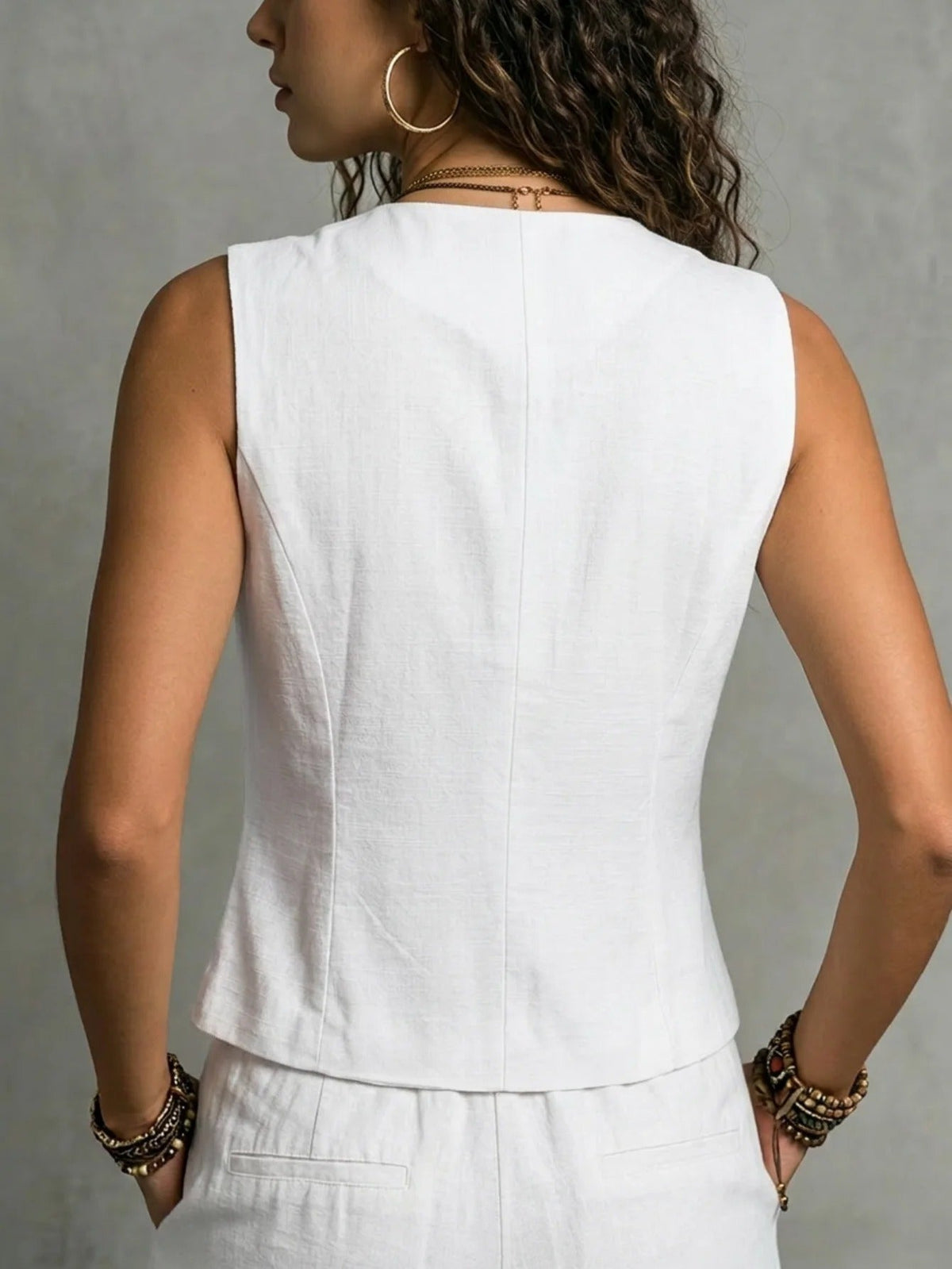 Fannie | Fitted Linen Vest