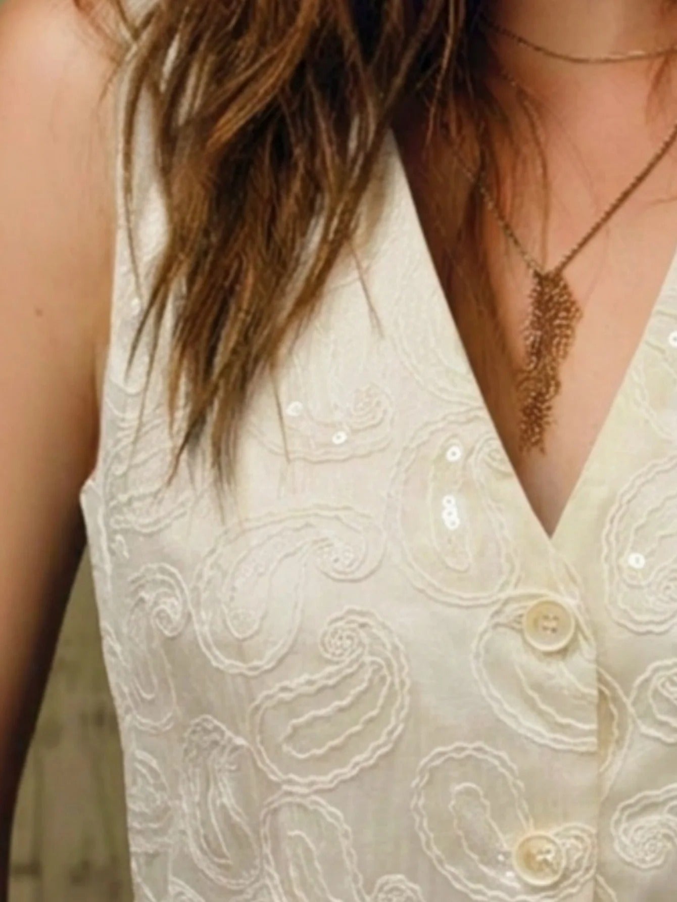Velma | Sequined Linen Vest