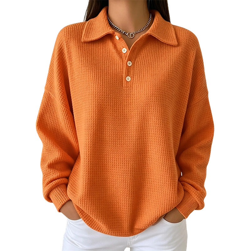 Nancy relaxed waffle knit sweater, front view