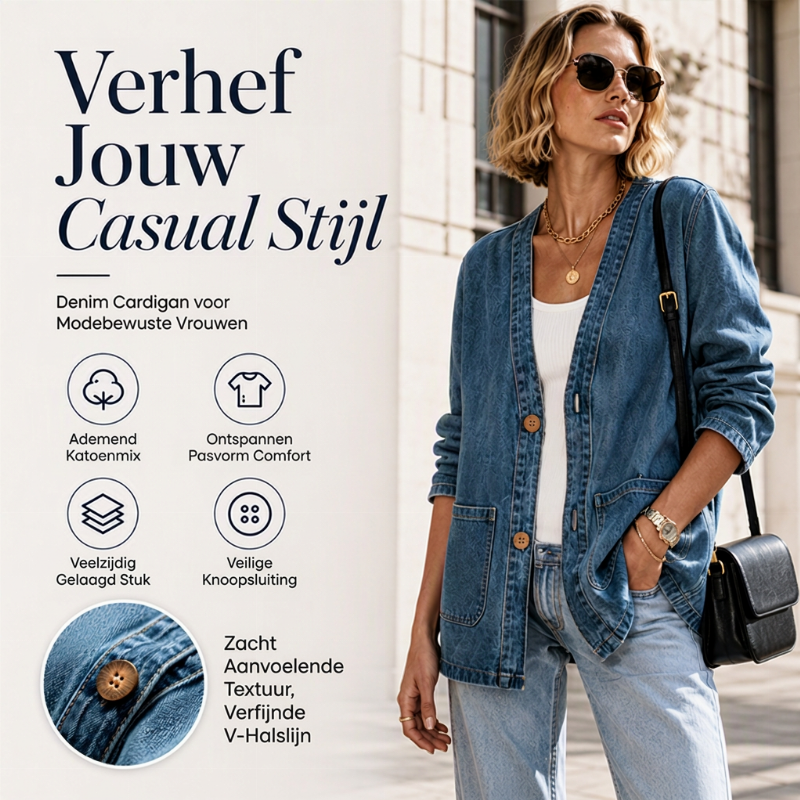 Ines | Sleeveless Denim Vest with V-Neck