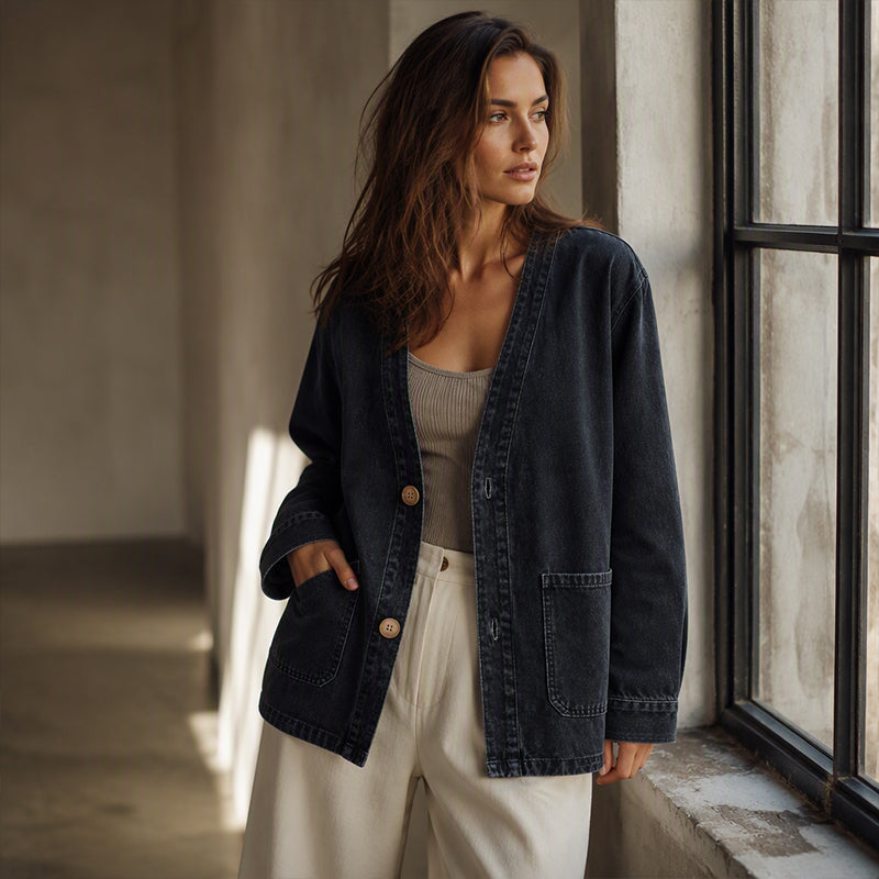 Ines | Sleeveless Denim Vest with V-Neck