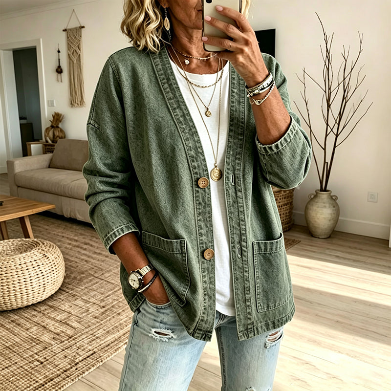 Ines | Sleeveless Denim Vest with V-Neck