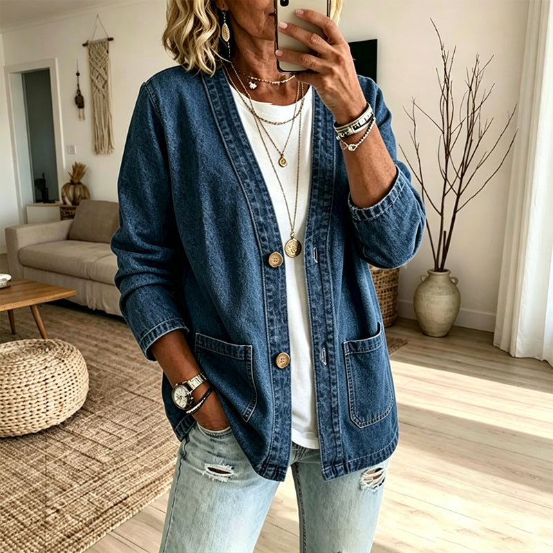 Ines | Sleeveless Denim Vest with V-Neck