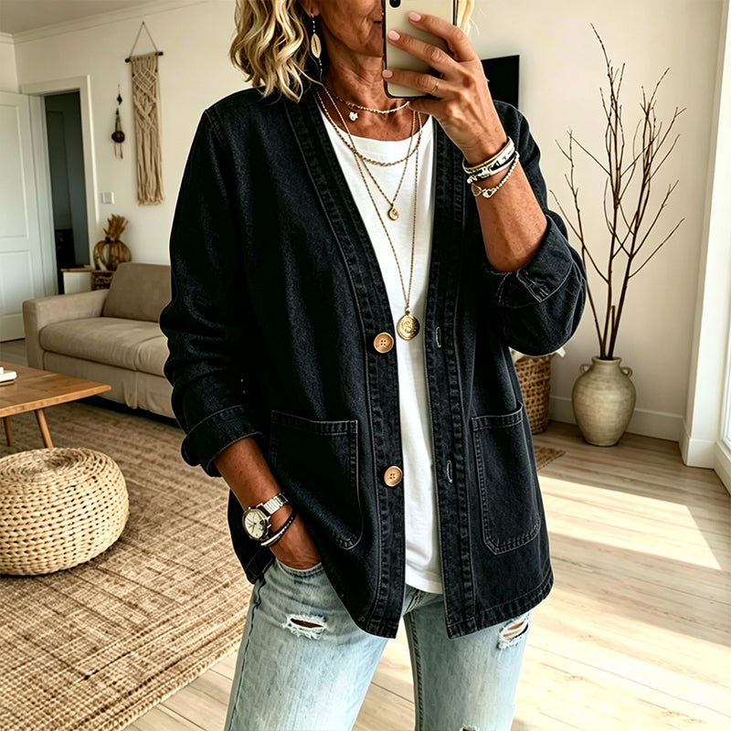 Ines | Sleeveless Denim Vest with V-Neck